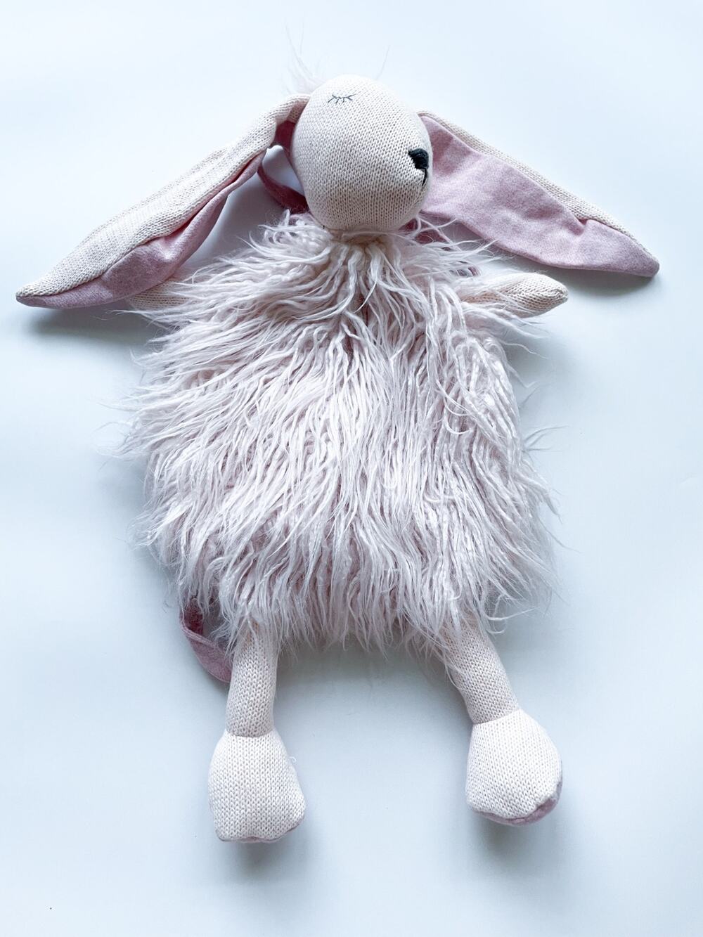 Restoration Hardware Baby & Child Light Pink Wooly Plush Bunny Backpack